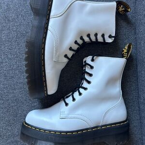 NWOT Dr. Martens White Platform Boots with Black Laces